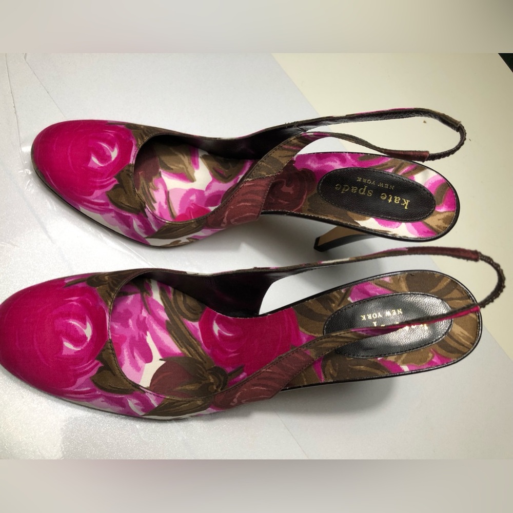Kate Spade New York Floral Slingback Pumps Heels Closed Toe Sz 11B Made in 🇮🇹 - Picture 9 of 15